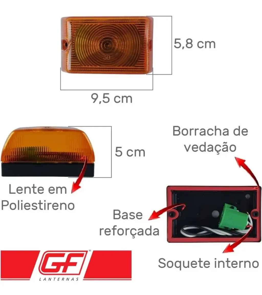 Lanterna Lateral Amarela para Caminhão, Baú e Carreta