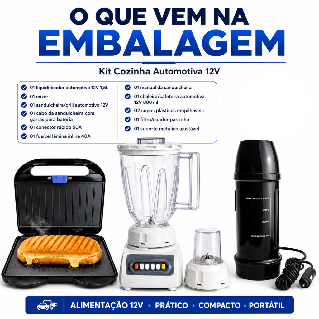 Kit Cozinha Stonni 12V com 3 Eletrodomésticos