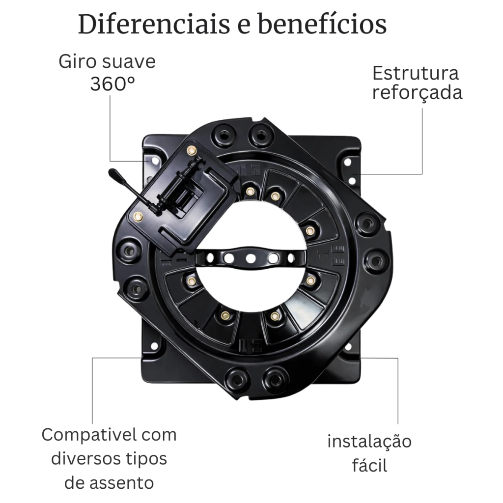 Base Giratória para Banco de Caminhão sem Trilho