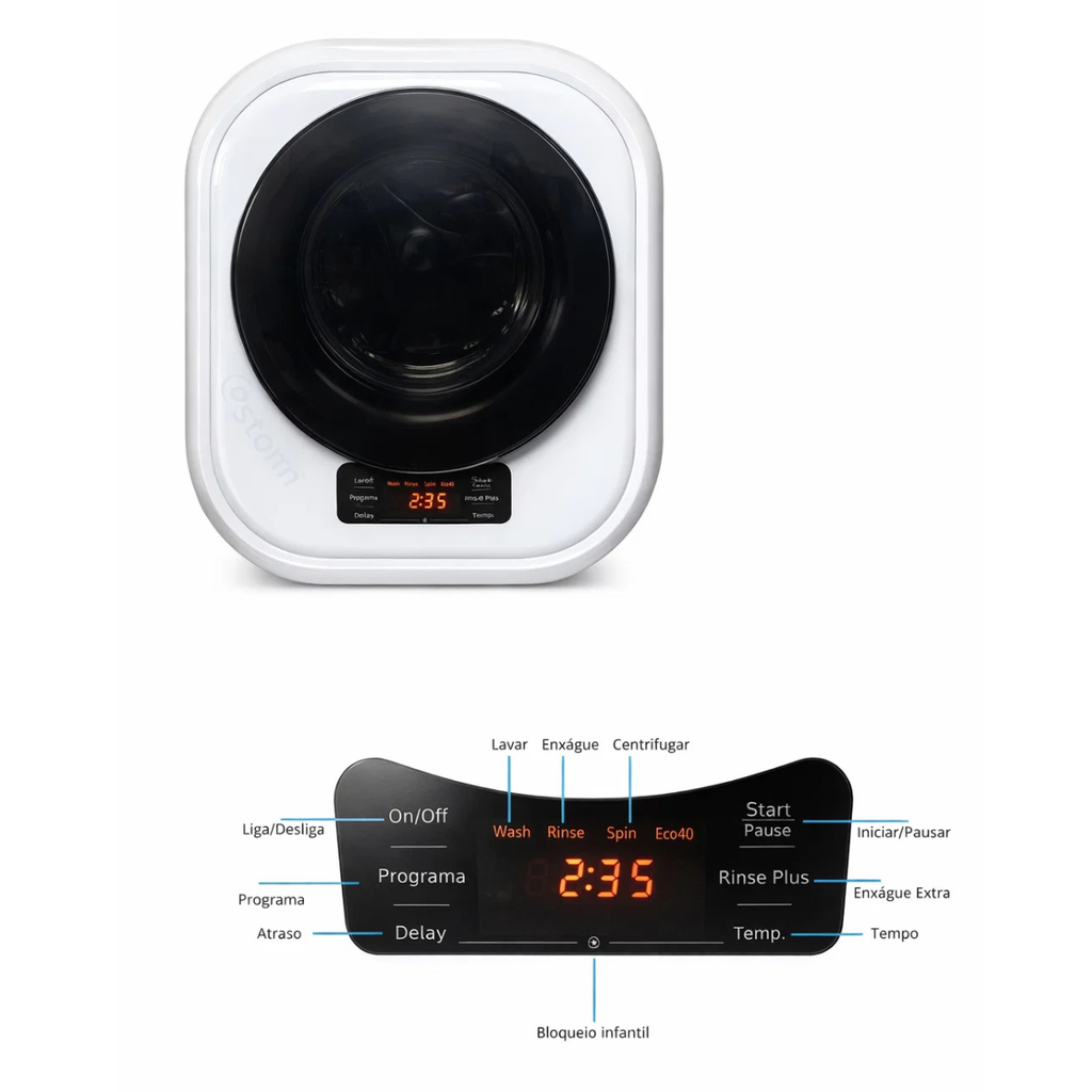 Mini Máquina de Lavar Roupas de Parede 3 kg 220V