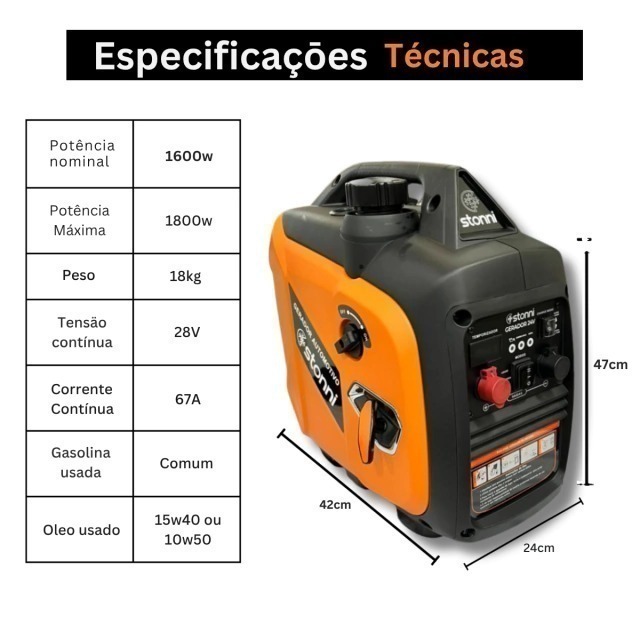 Gerador Automotivo Stonni Inverter 1800W 24V