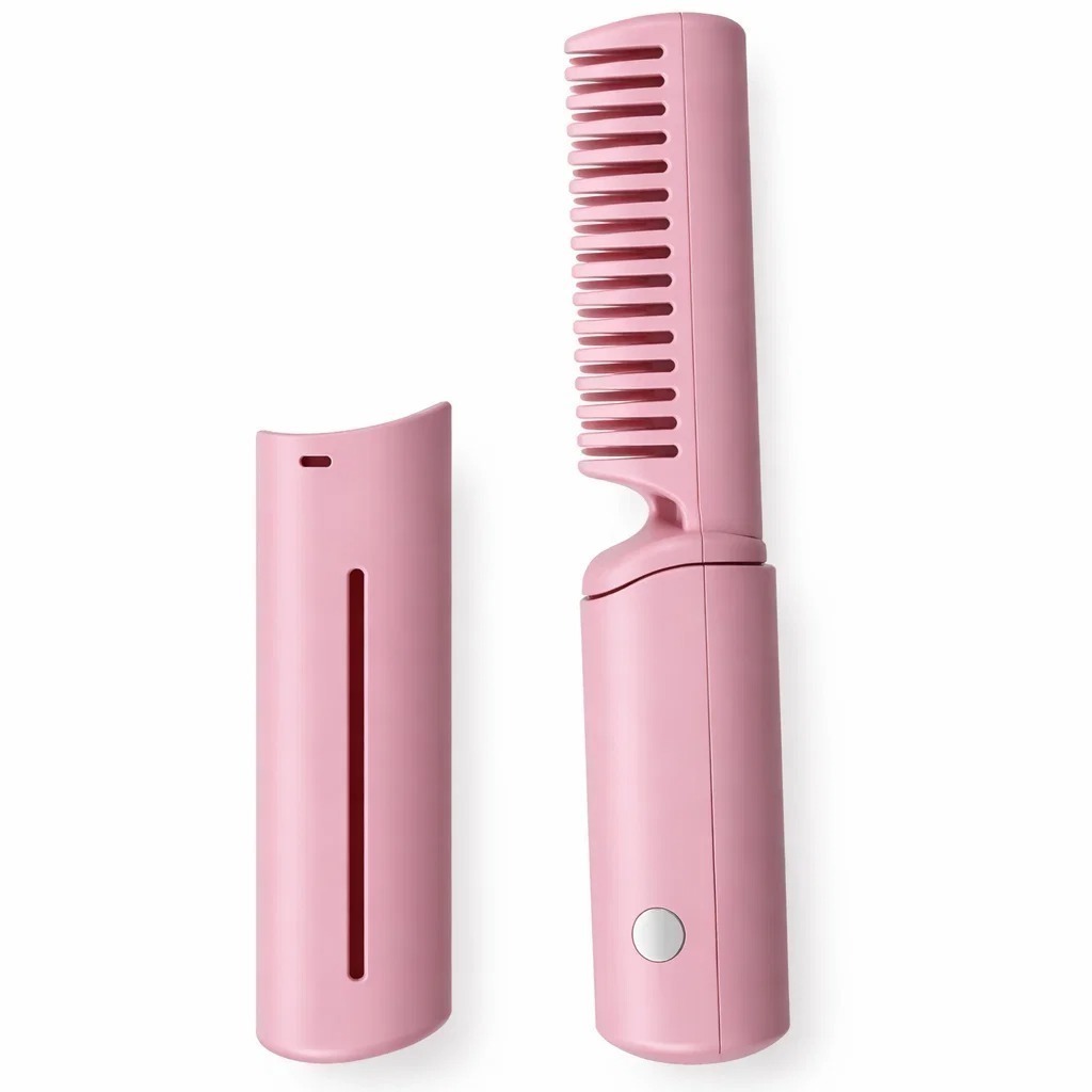 Escova Alisadora USB-C Portátil Recarregável Anti-Frizz